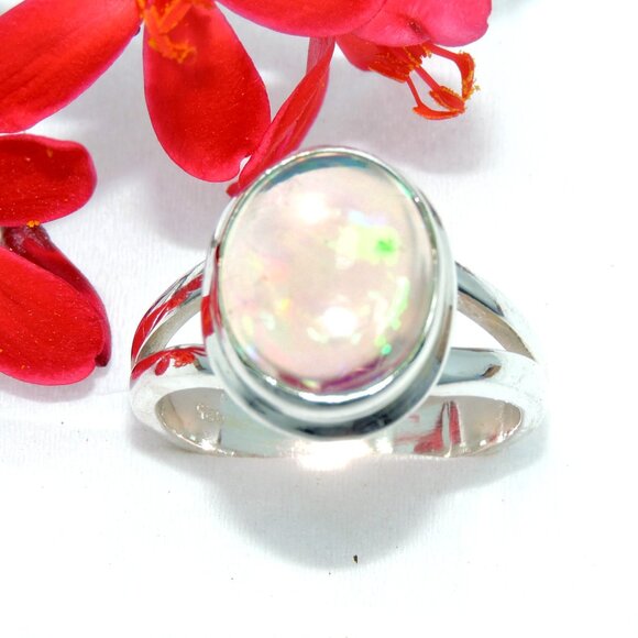 Ethiopian opal Gemstone Ring, Opal 925 Sterling Silver Ring, Natural Opal Ring - Picture 2 of 7